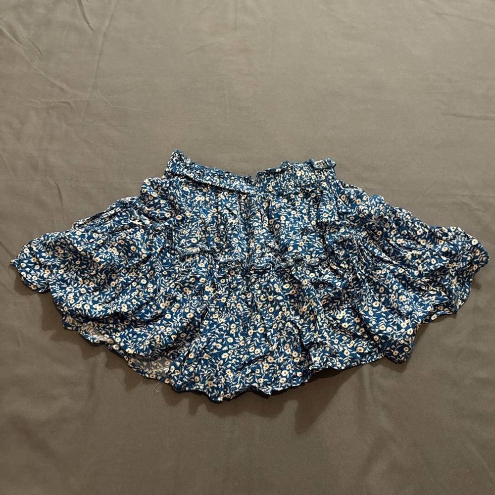 Floral Blue Ruffled Skirt